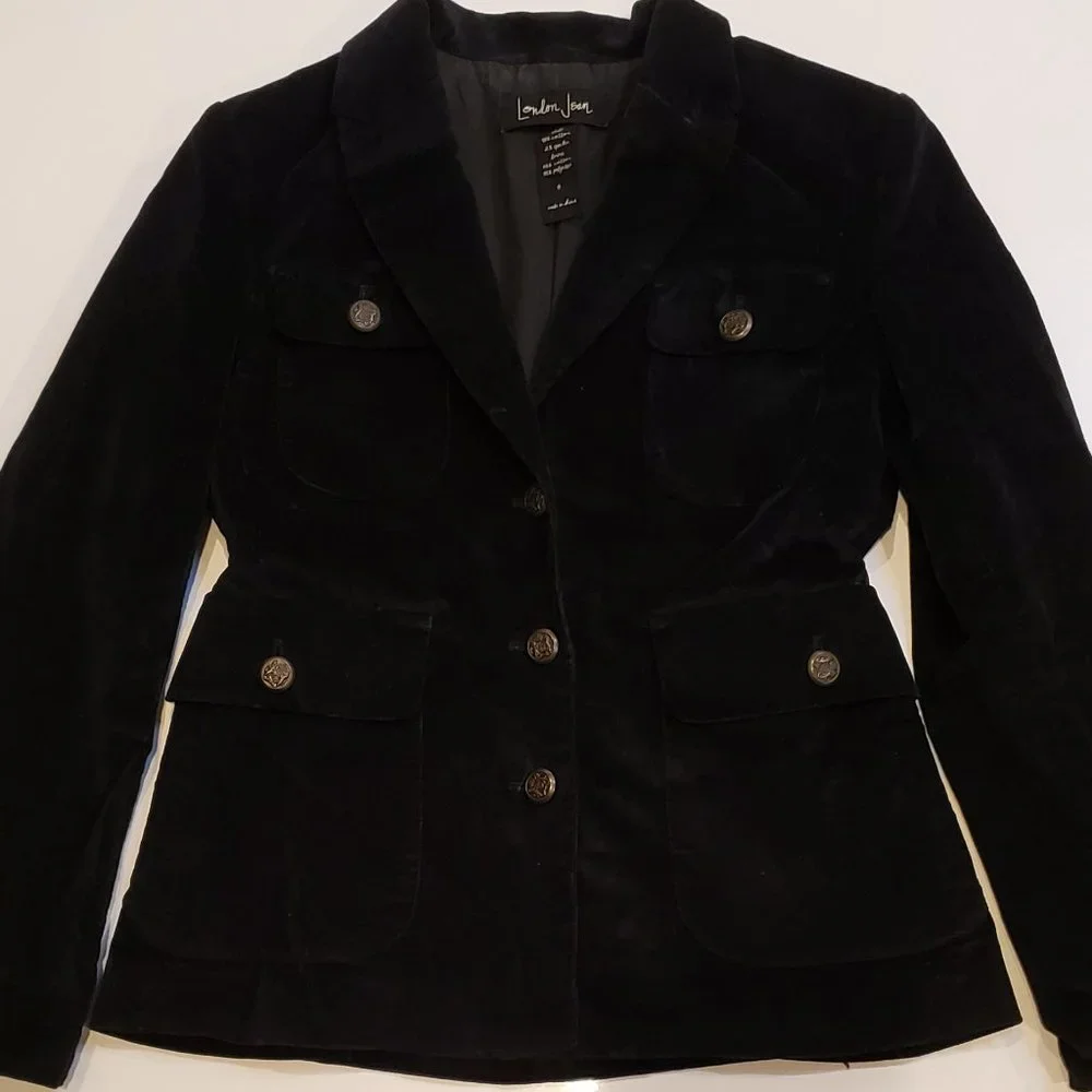 London Jean Black Velvet blazer with bronze buttons - Picture 5 of 15